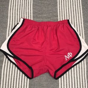 Hot pink Alpha Phi running yoga workout shorts